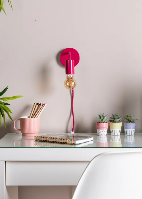 ValueLights Jordy Raspberry Colour Pop Plug In Wall Light (13cm x 14cm x 10cm) - One Size Image 5