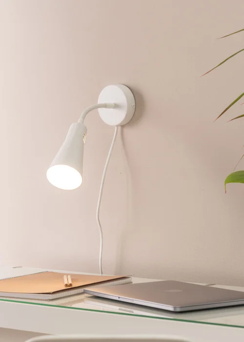 ValueLights White Goose Neck Plug In Wall Light (20cm x 9cm x 16cm) - One Size Image 1