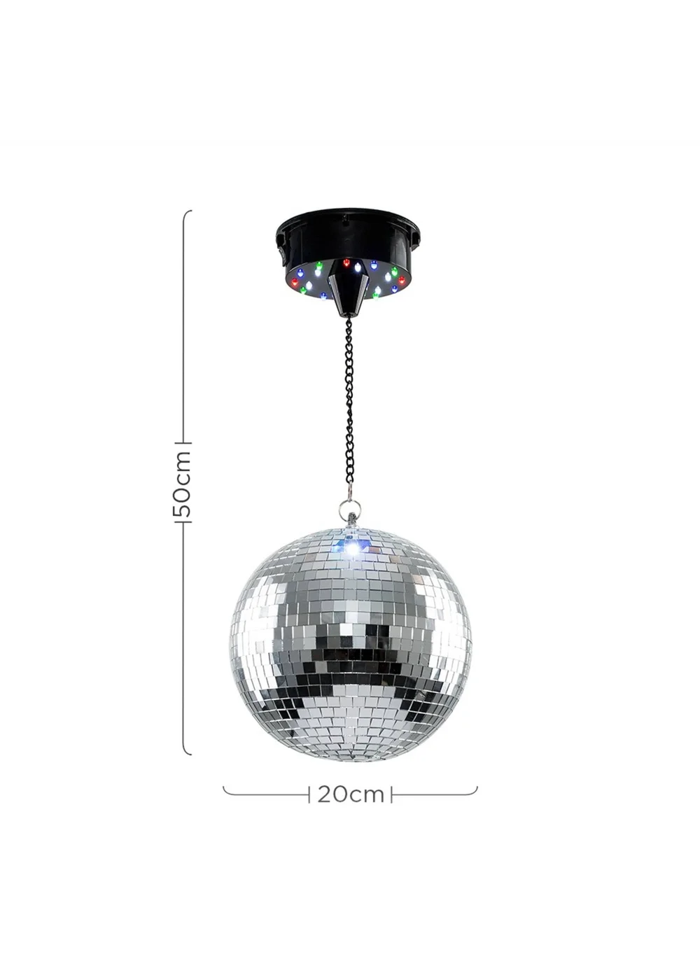 ValueLights Silver Rotating Disco Mirror Ball Ceiling Light (50cm x 20cm) - One Size Image 6