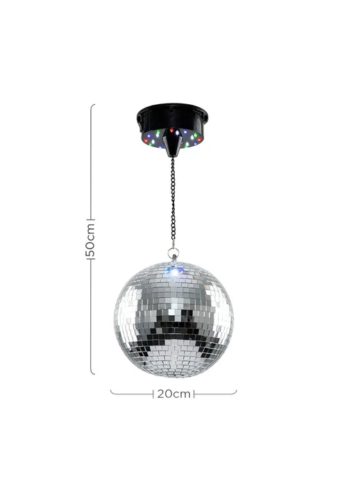ValueLights Silver Rotating Disco Mirror Ball Ceiling Light (50cm x 20cm) - One Size Image 6