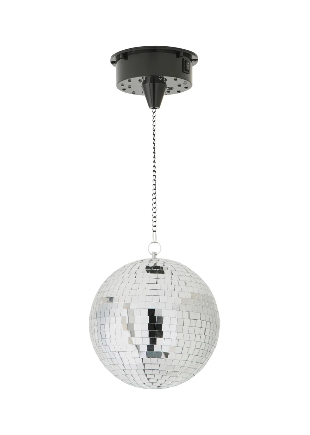 ValueLights Silver Rotating Disco Mirror Ball Ceiling Light (50cm x 20cm) - One Size Image 2