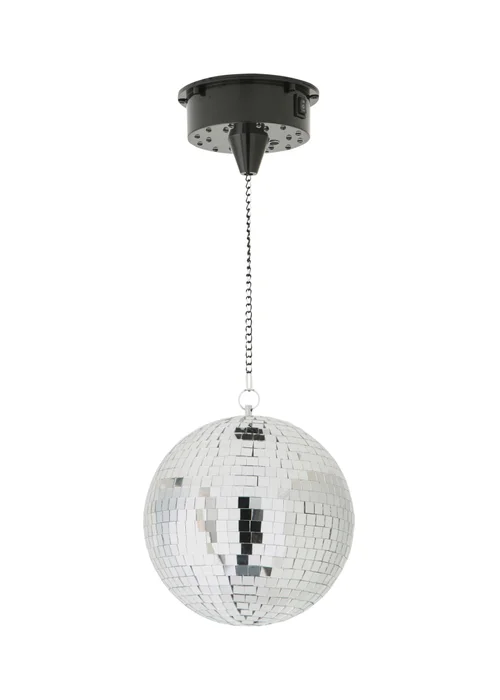 ValueLights Silver Rotating Disco Mirror Ball Ceiling Light (50cm x 20cm) - One Size Image 2