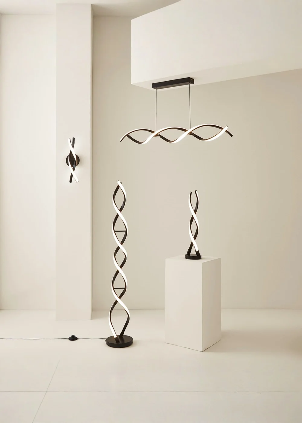 ValueLights Infinity Matt Black Double Twist LED Ceiling Light (100cm x 97cm x 11cm) - One Size Image 6