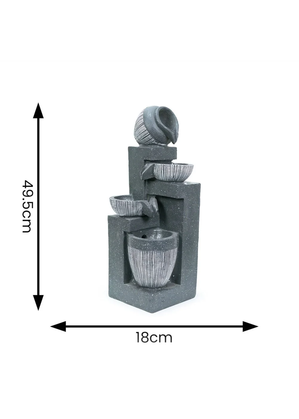 ValueLights Grey Logs Design Solar Water Fountain (49.5cm x 18cm x 19cm) - One Size Image 6