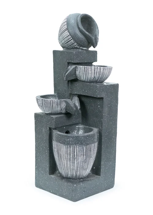 ValueLights Grey Logs Design Solar Water Fountain (49.5cm x 18cm x 19cm) - One Size Image 2