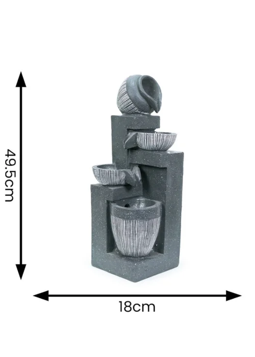 ValueLights Grey Logs Design Solar Water Fountain (49.5cm x 18cm x 19cm) - One Size Image 5