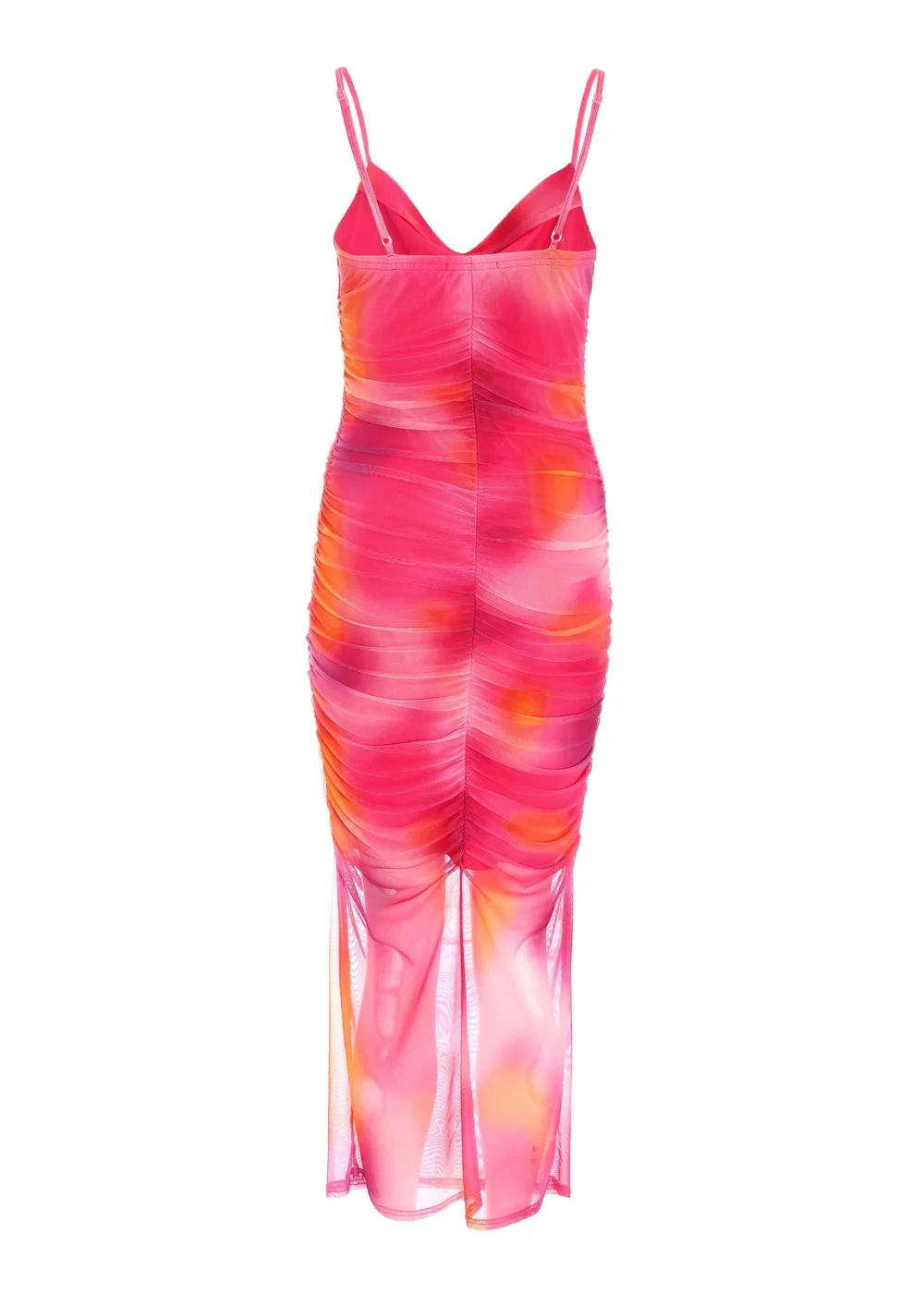 Quiz Fuschia Print Mesh Cowl Neck Midaxi Dress - 6 Image 5