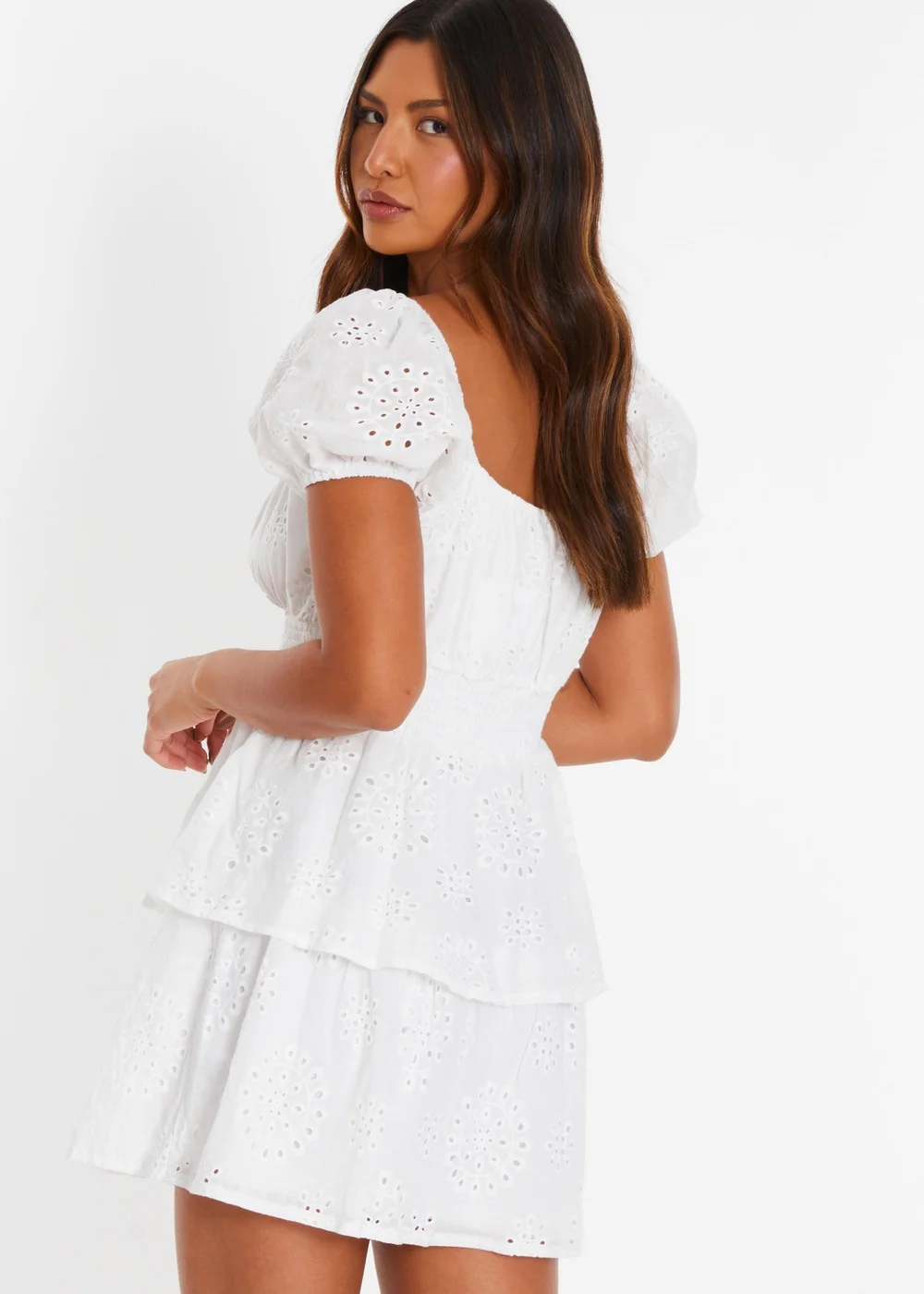 Quiz White Skater Mini Dress - 8 Image 2