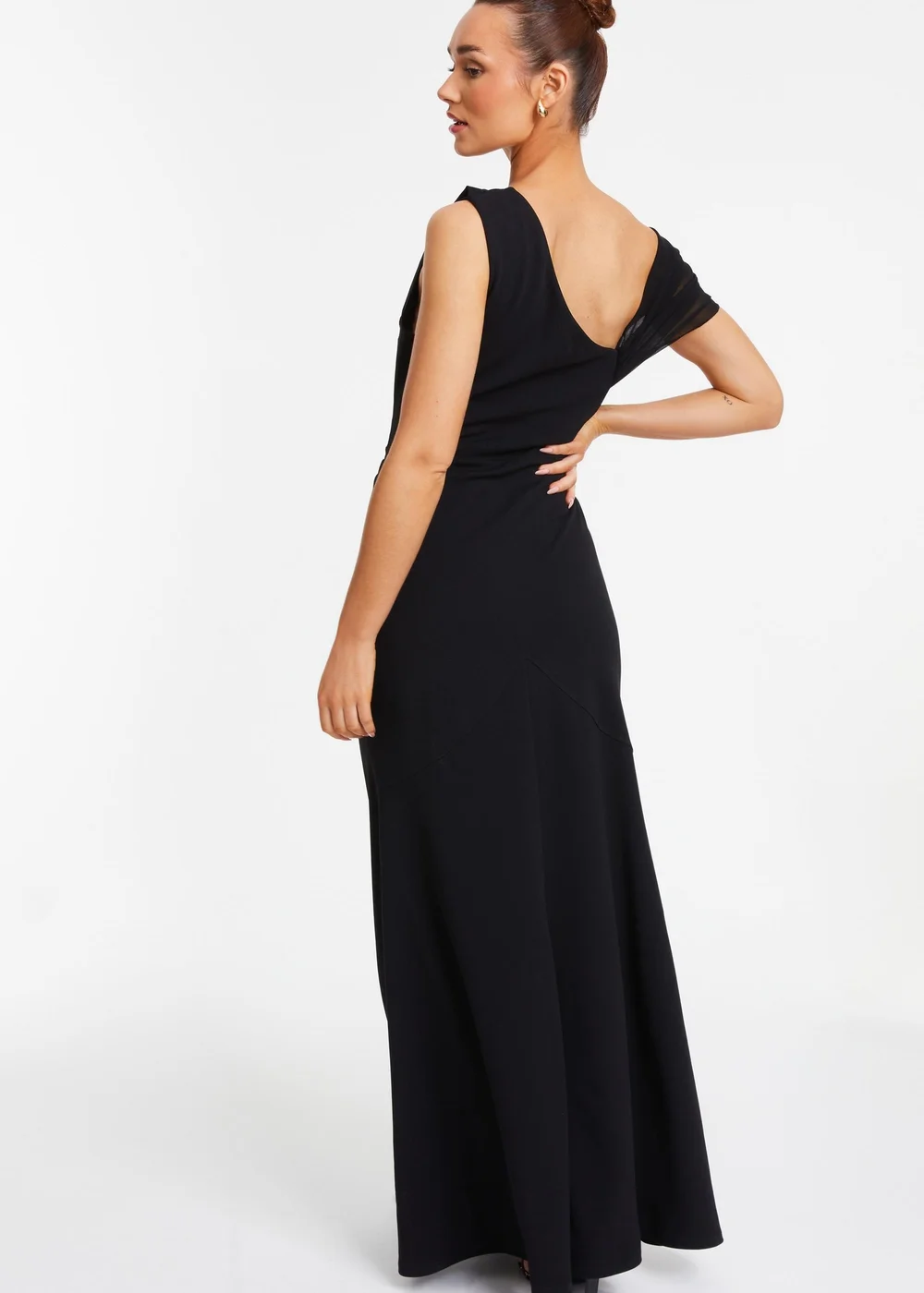 Quiz Black Asymmetric Cowl Neck Maxi Dress - 14 Quiz Black Asymmetric Cowl Neck Maxi Dress - 14