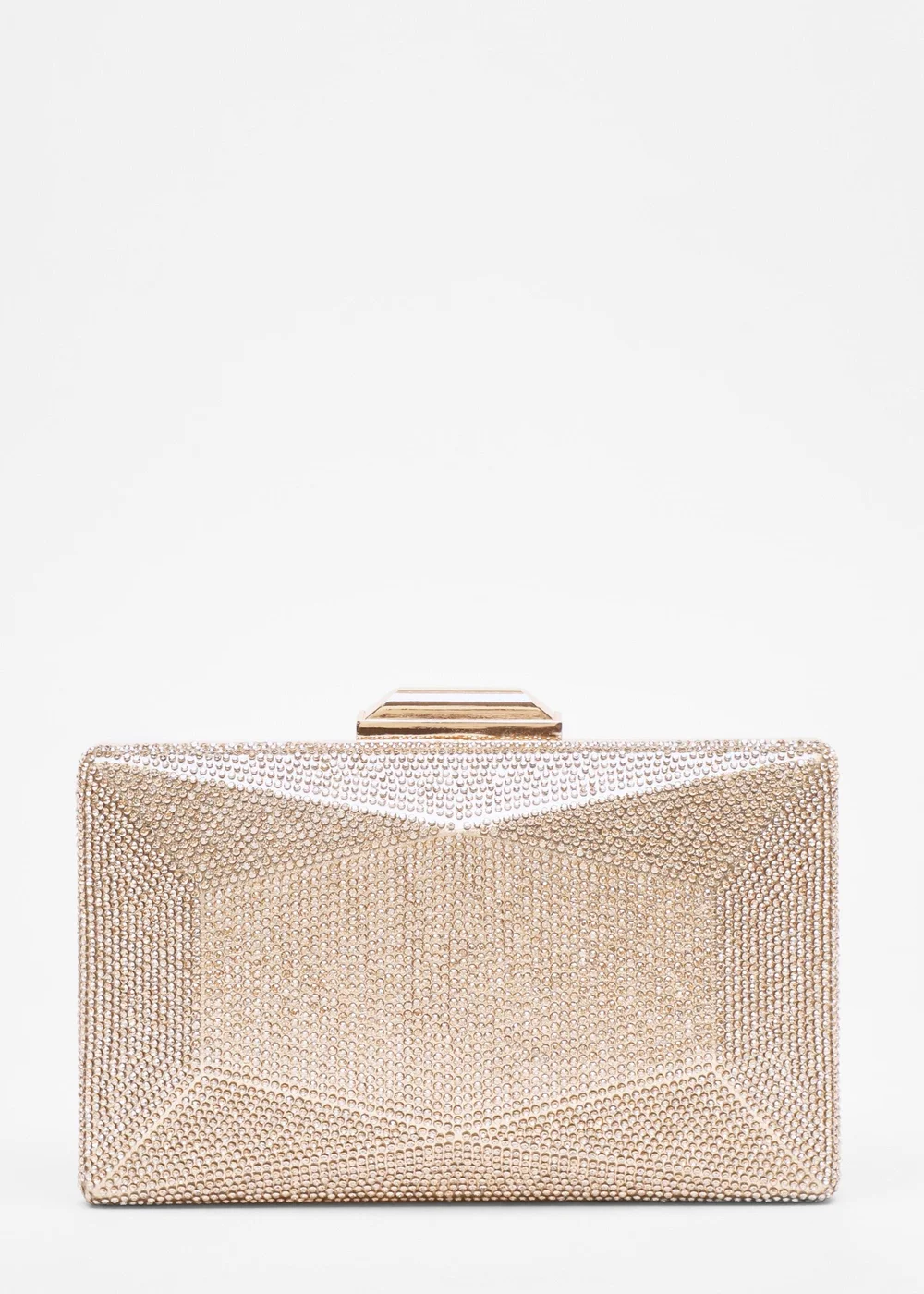 Quiz Gold Diamante Geometric Box Bag - One Size Image 3