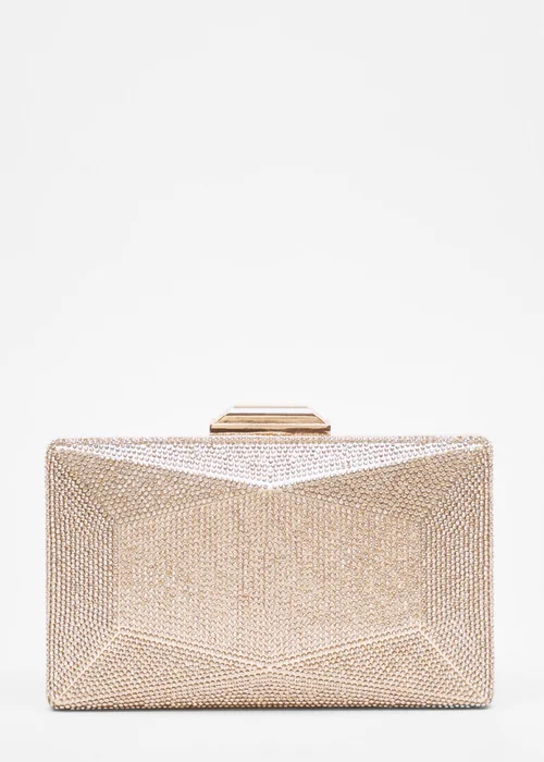 Quiz Gold Diamante Geometric Box Bag - One Size Image 3