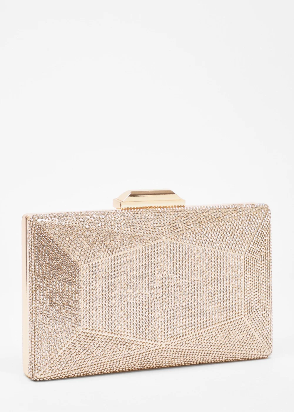 Quiz Gold Diamante Geometric Box Bag - One Size Image 1