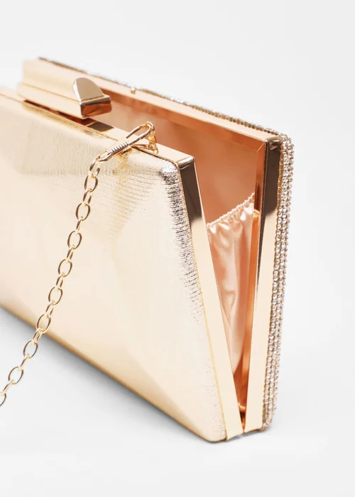 Quiz Gold Diamante Geometric Box Bag - One Size Image 2