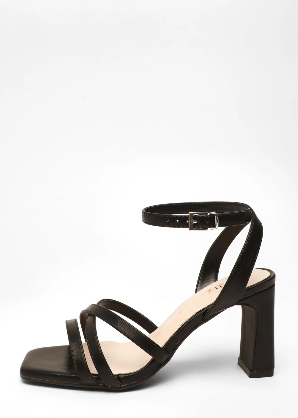 Quiz Black Wide Fit Faux Leather Strappy Heeled Sandals - 3 Image 3