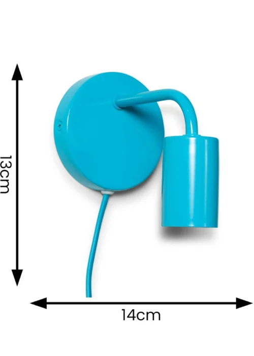 ValueLights Jordy Blue Colour Pop Plug In Wall Light (13cm x 14cm x 10cm) - One Size Image 6