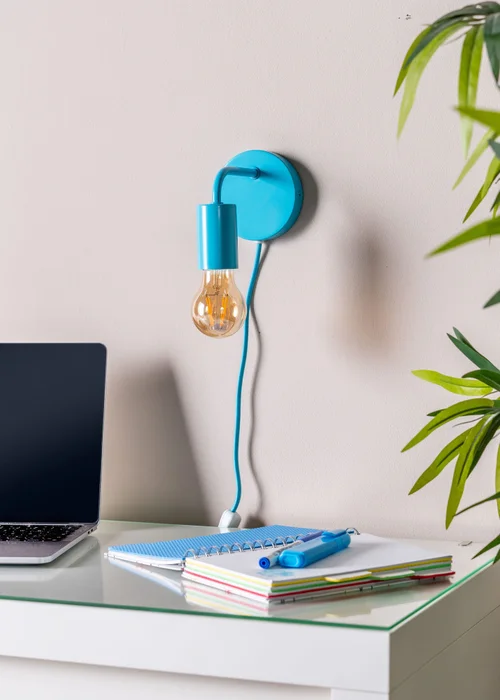 ValueLights Jordy Blue Colour Pop Plug In Wall Light (13cm x 14cm x 10cm) - One Size Image 3