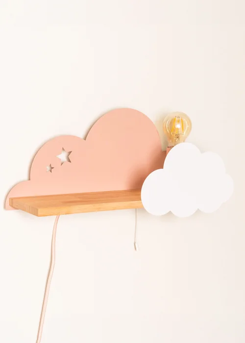 ValueLights Pink and White Cloud Shelf Wall Light (20cm x 46cm x 12cm) - One Size Image 1