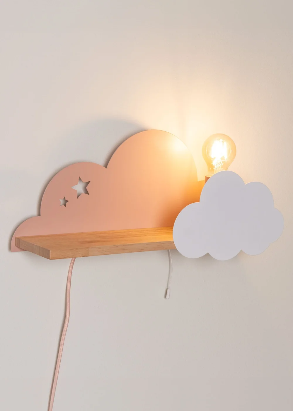 ValueLights Pink and White Cloud Shelf Wall Light (20cm x 46cm x 12cm) - One Size Image 3