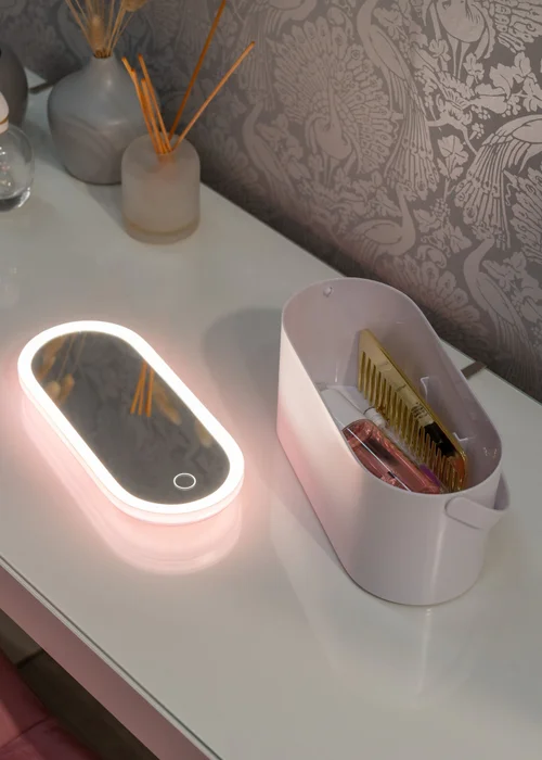 ValueLights White LED Make Up Mirror Storage Carry Box (11.4cm x 24cm x 10.5cm) - One Size Image 3