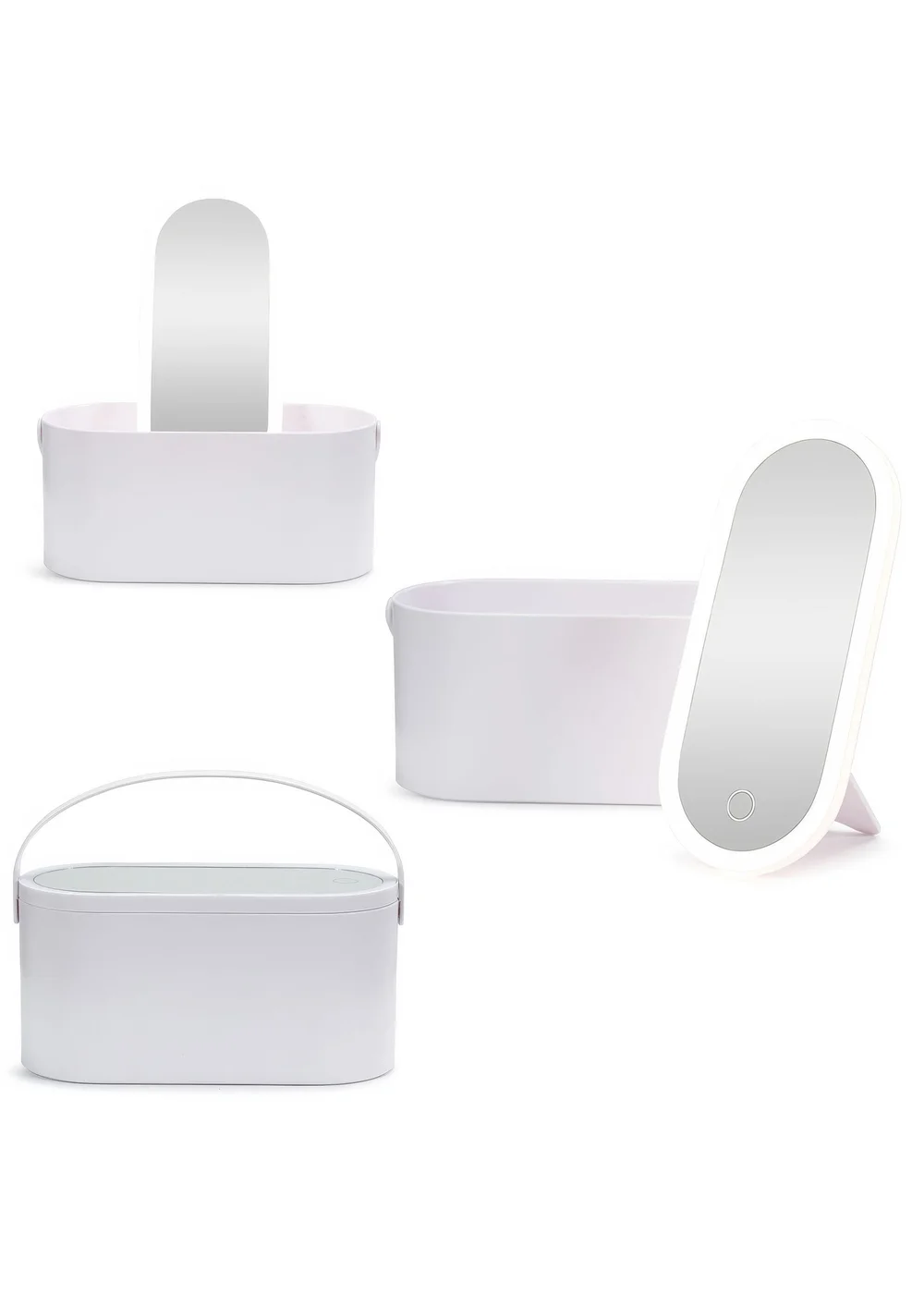 ValueLights White LED Make Up Mirror Storage Carry Box (11.4cm x 24cm x 10.5cm) - One Size Image 2