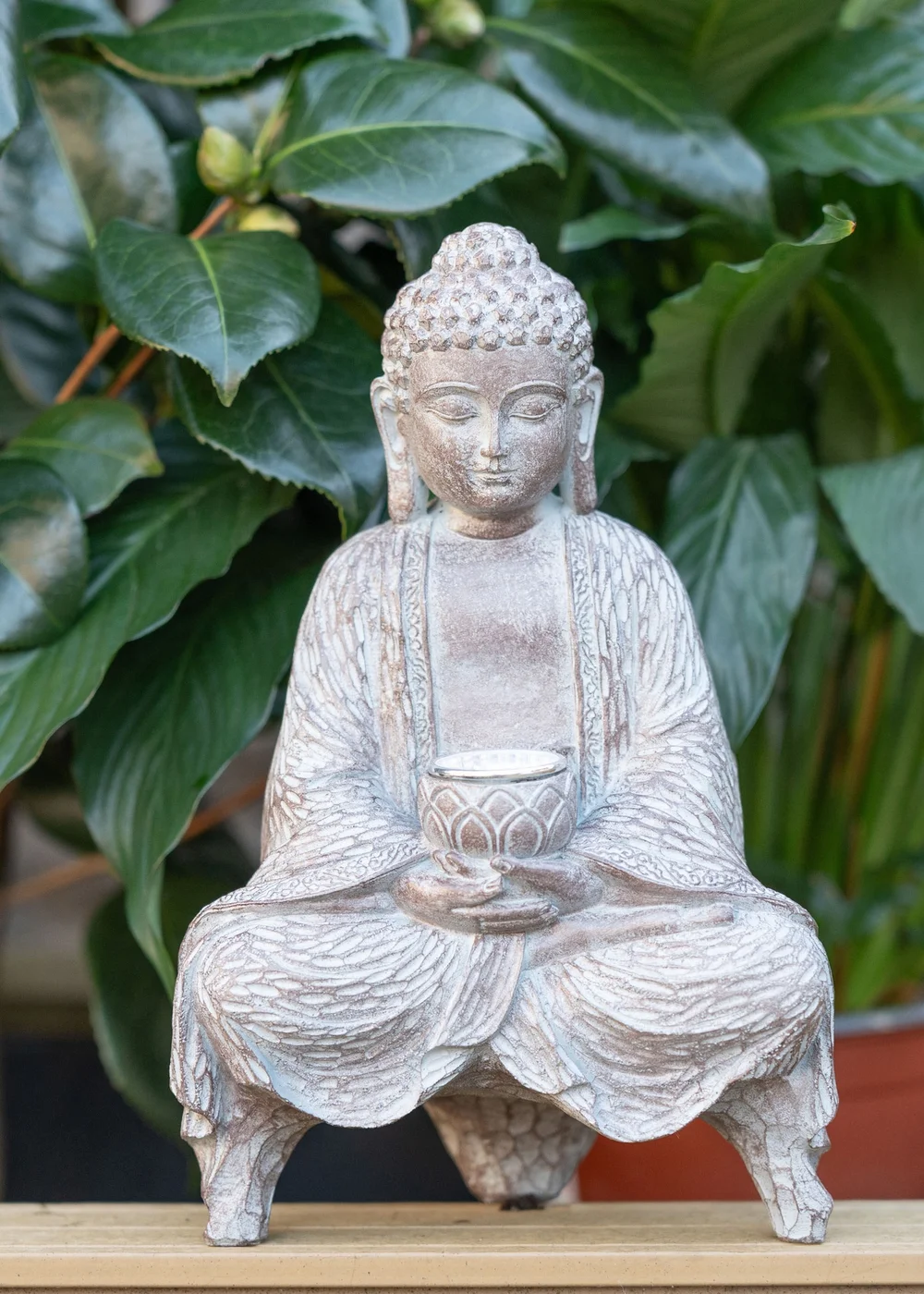 ValueLights Grey Solar Buddha Ornament (26cm x 10cm x 16cm) - One Size Image 4