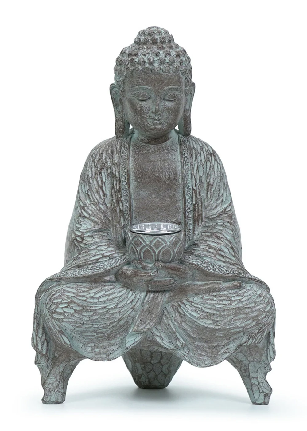 ValueLights Grey Solar Buddha Ornament (26cm x 10cm x 16cm) - One Size Image 2