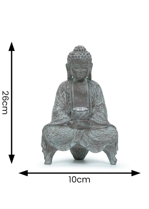 ValueLights Grey Solar Buddha Ornament (26cm x 10cm x 16cm) - One Size Image 5
