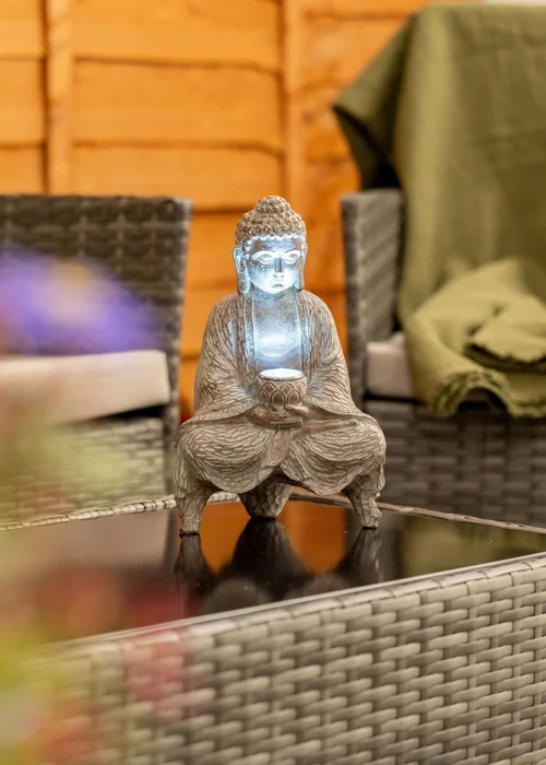ValueLights Grey Solar Buddha Ornament (26cm x 10cm x 16cm) - One Size Image 3