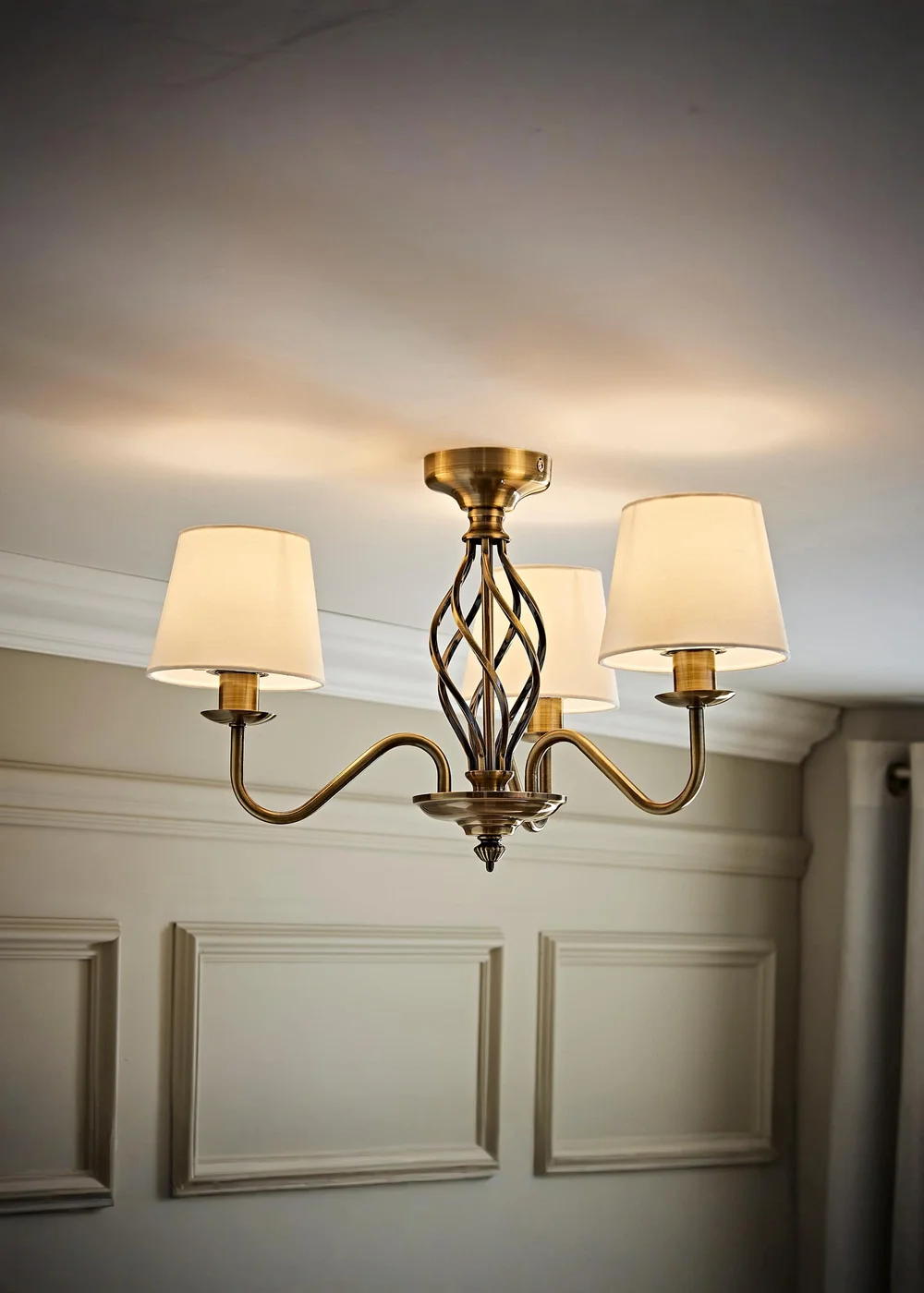 ValueLights Memphis Antique Gold 3 Way Ceiling Light - One Size Image 1