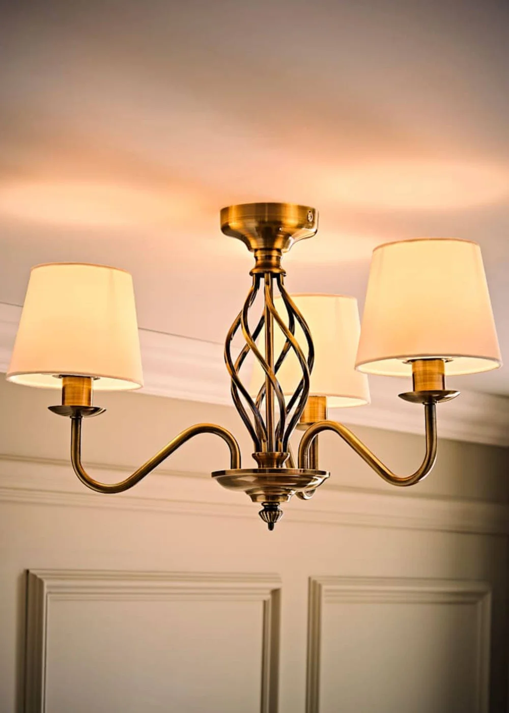 ValueLights Memphis Antique Gold 3 Way Ceiling Light - One Size Image 3