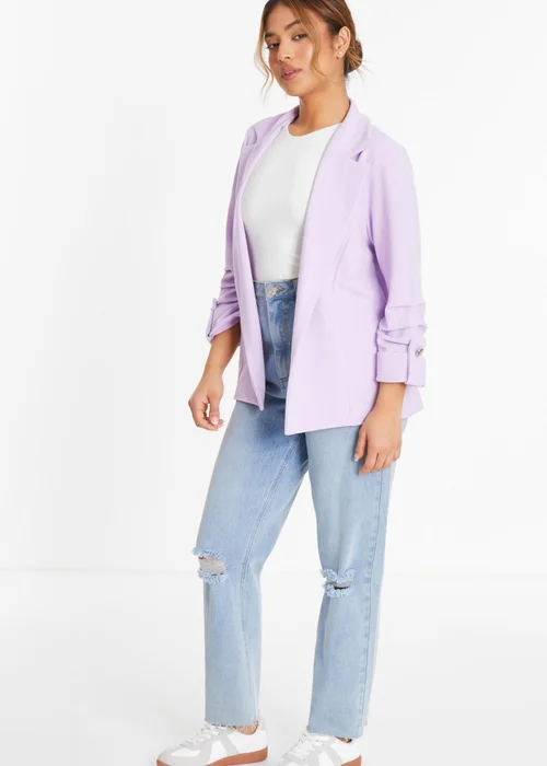 Quiz Lilac Petite Ruched Sleeve Tailored Blazer - 4 Image 3