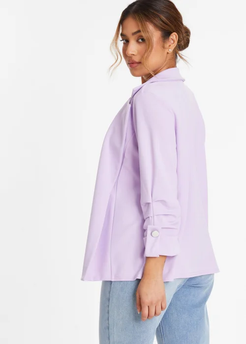 Quiz Lilac Petite Ruched Sleeve Tailored Blazer - 4 Image 2