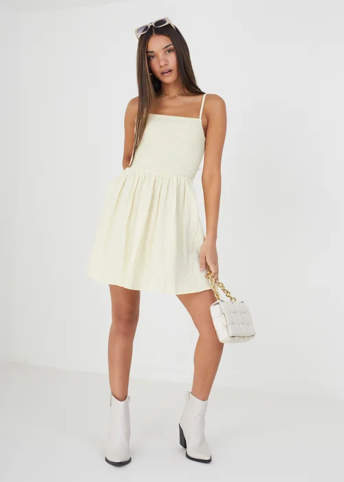 Brave Soul Cream Cotton Seersucker Mini Dress - XS Image 3