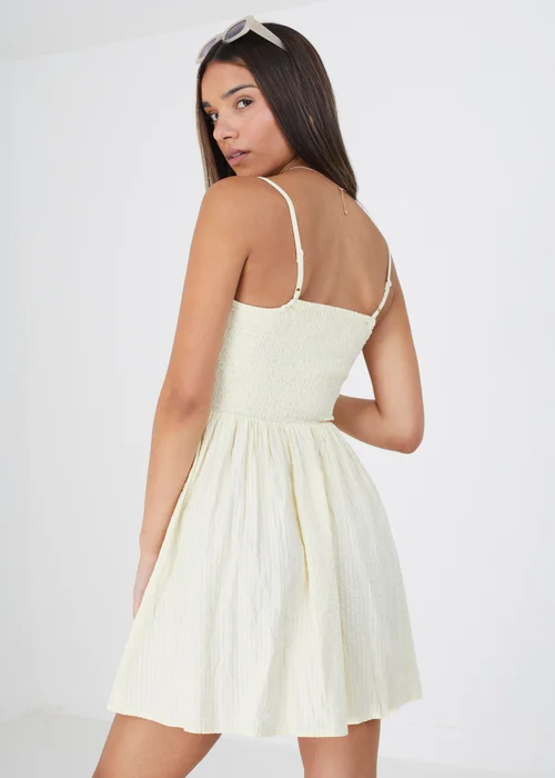 Brave Soul Cream Cotton Seersucker Mini Dress - XS Image 2