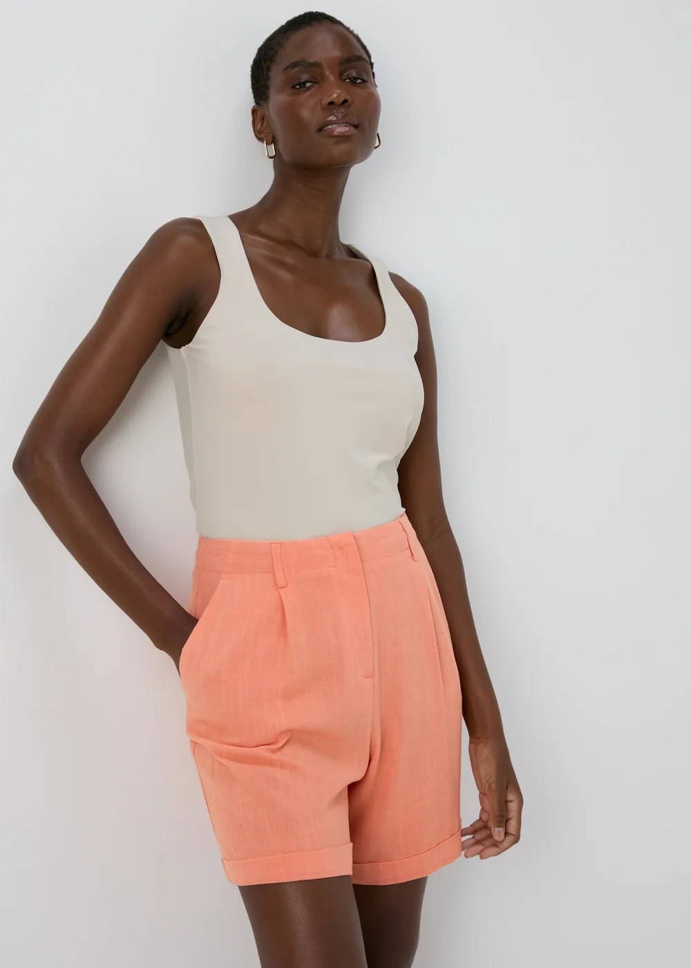 Et Vous Coral Linen Shorts - Size 8 Image 1