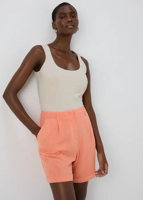 Et Vous Coral Linen Shorts - Size 8 Image 1