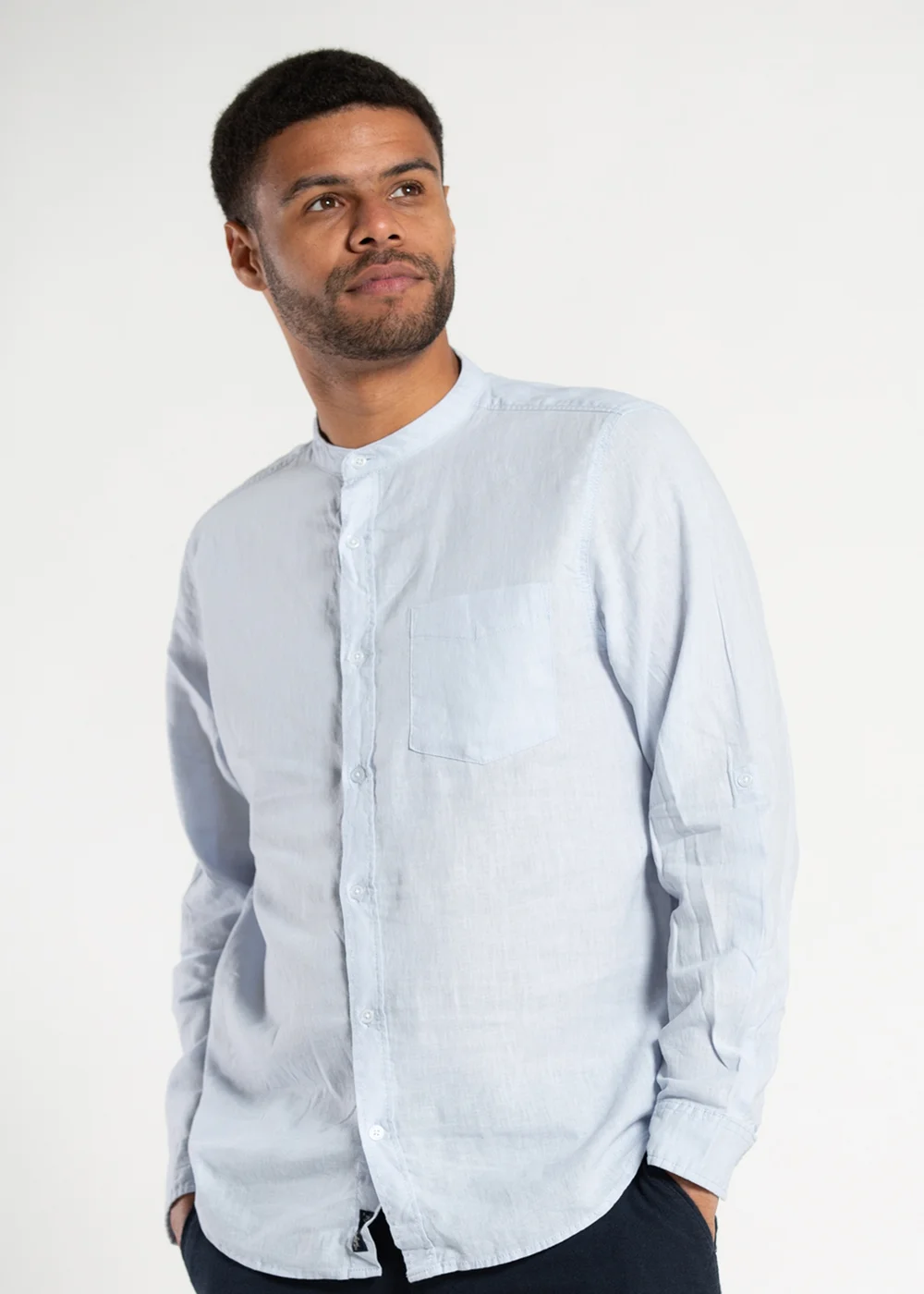Tokyo Laundry Blue Long Sleeve Linen Blend Shirt - S Image 1