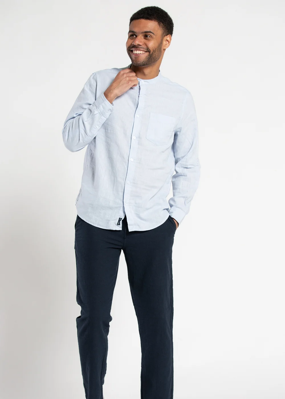 Tokyo Laundry Blue Long Sleeve Linen Blend Shirt - S Image 4