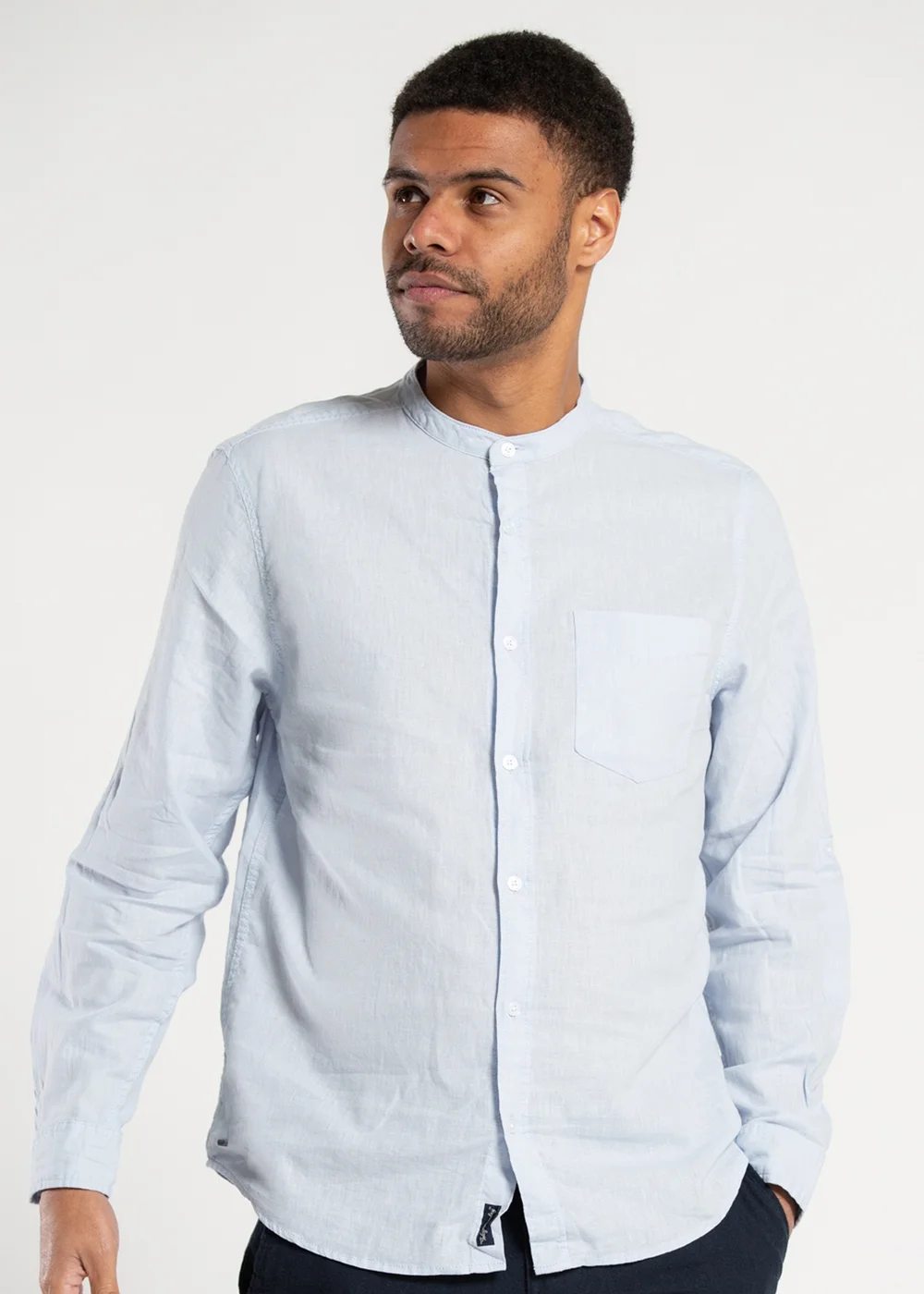 Tokyo Laundry Blue Long Sleeve Linen Blend Shirt - S Image 3