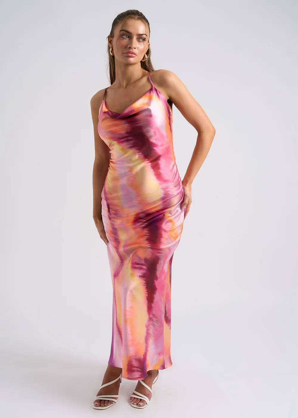 Urban Bliss Pink Tie Dye Cross Back Slip Dress - 10 | Matalan Urban Bliss Pink Tie Dye Cross Back Slip Dress - 10 | Matalan