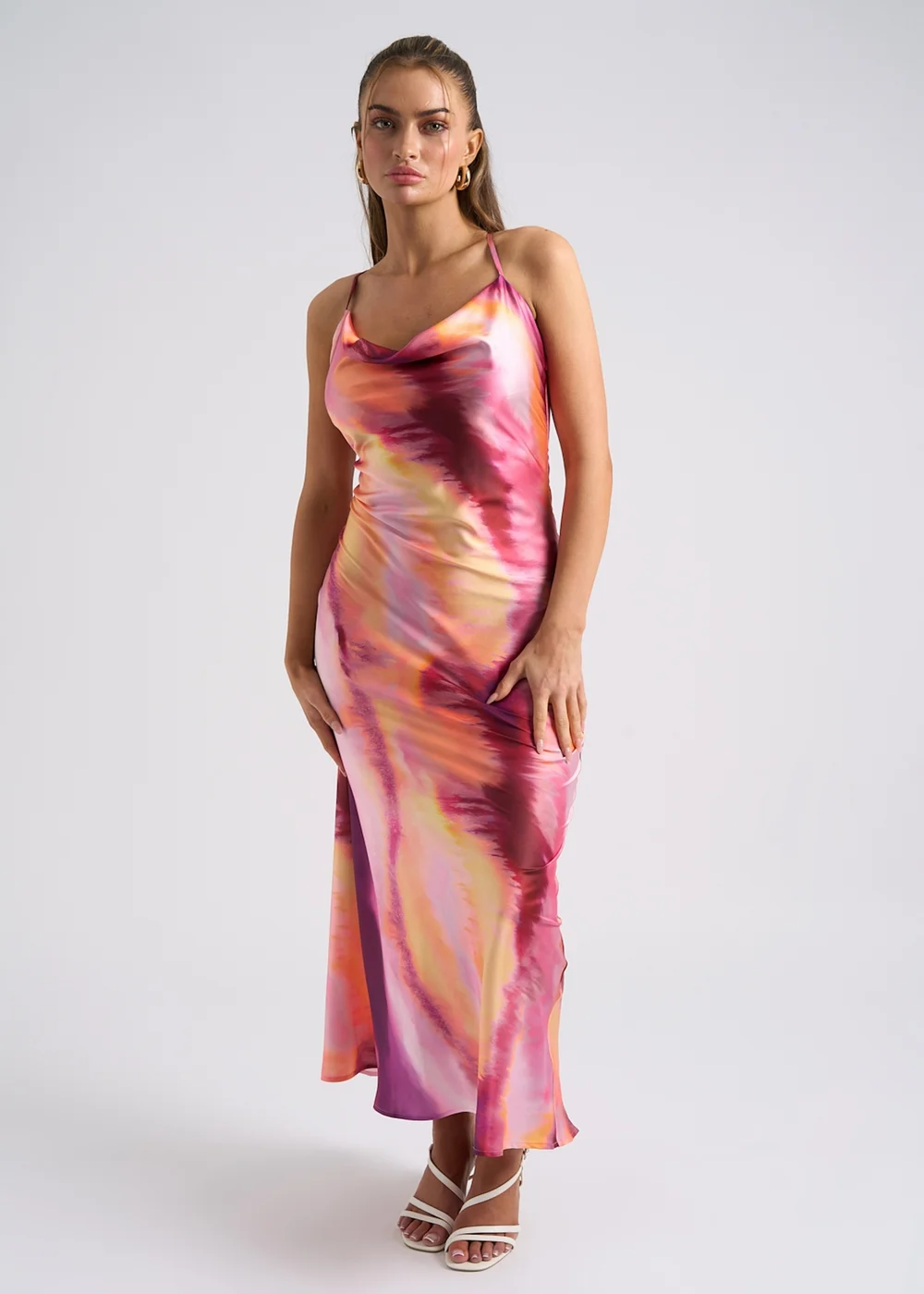 pink tie dye slip dress Steph Tie Dye Slip Dress