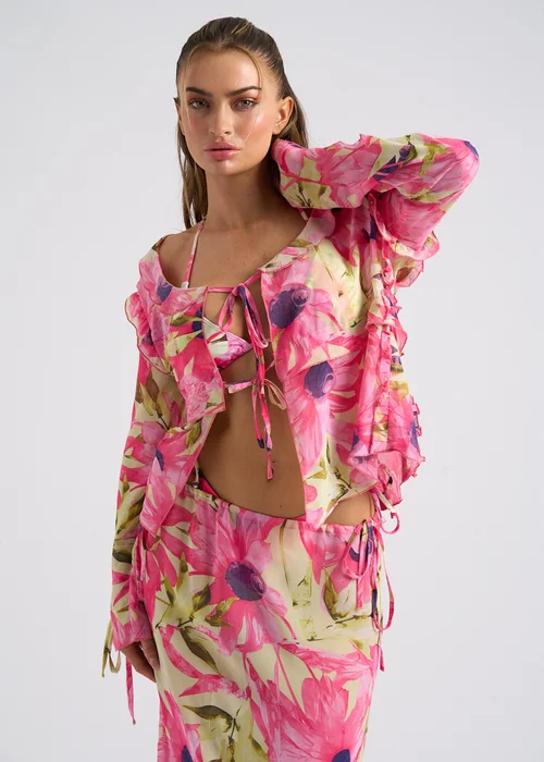 Urban Bliss Multi Floral Tie Front Top - 8 Image 3