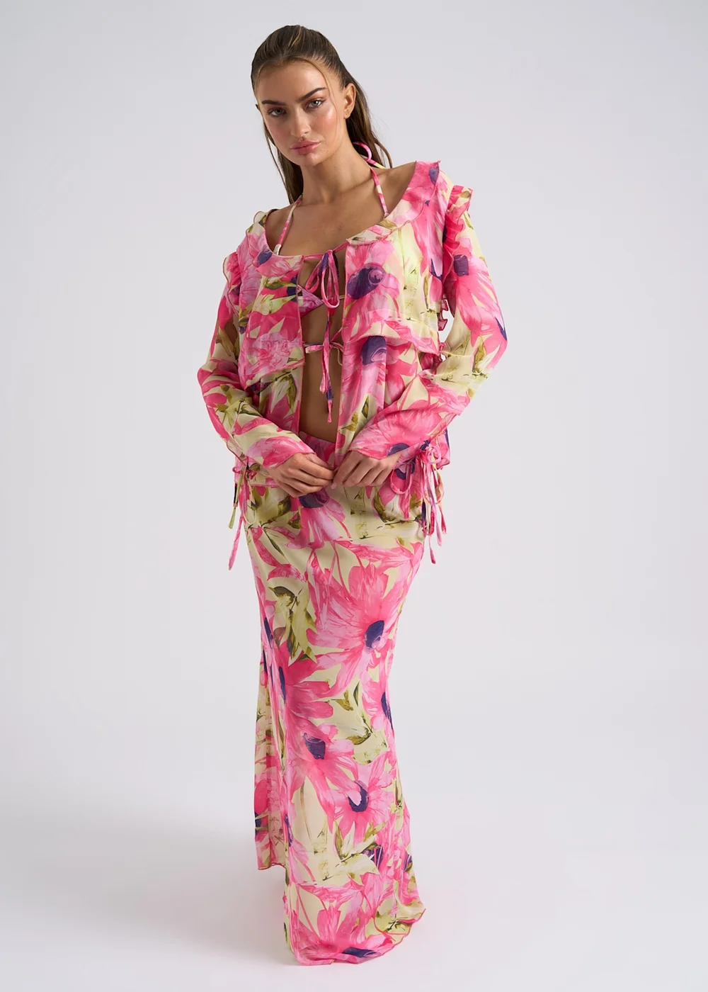 Urban Bliss Multi Floral Tie Front Top - 8 Image 2