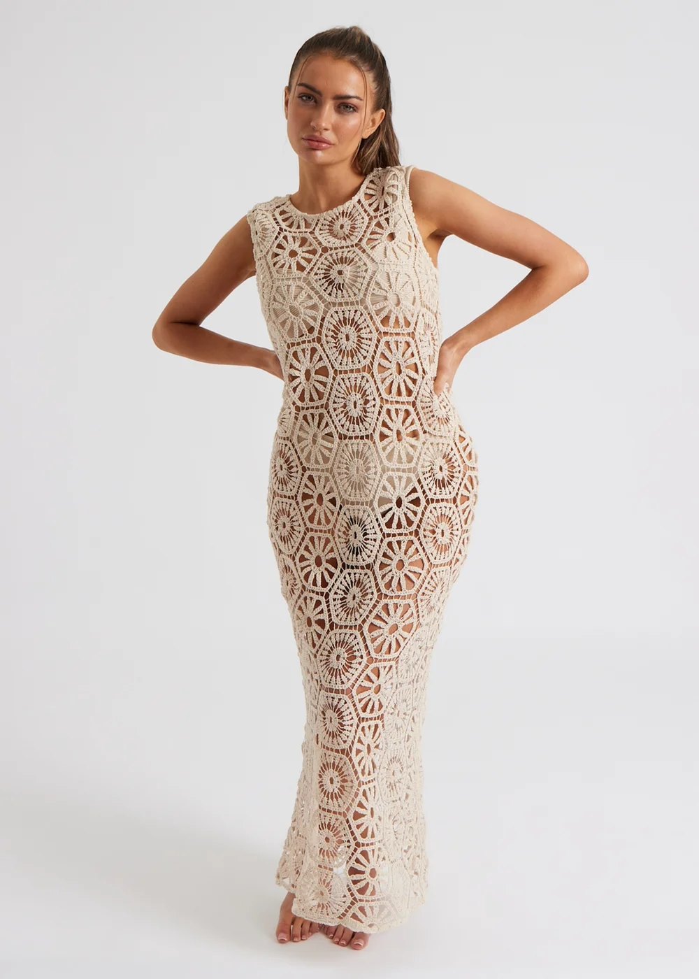 Urban Bliss Stone Crochet Maxi Dress - 8 Image 1