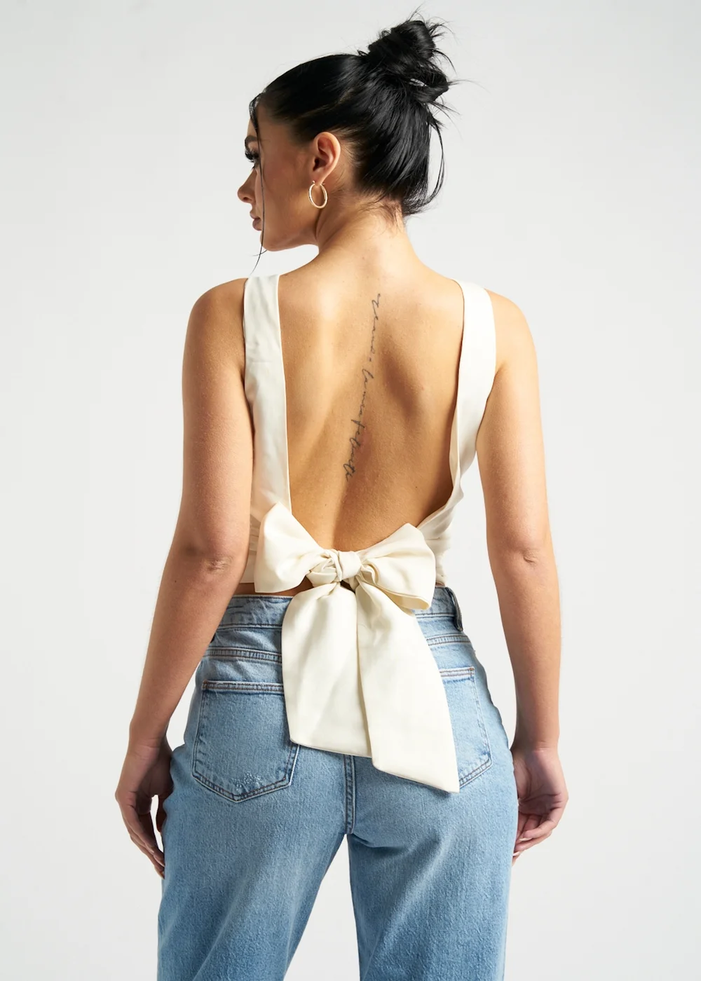 Urban Bliss Cream Satin Tie Back Top - 8 Image 2