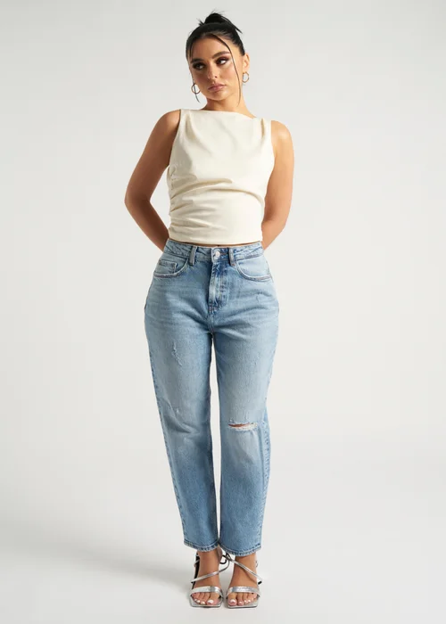 Urban Bliss Cream Satin Tie Back Top - 8 Image 3