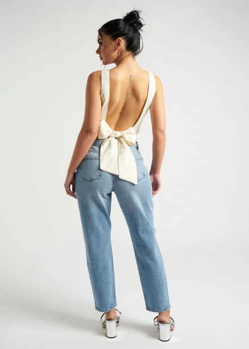 Urban Bliss Cream Satin Tie Back Top - 8 Image 4