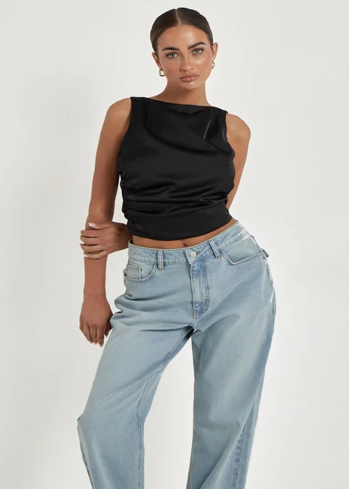 Urban Bliss Black Satin Tie Back Top - 14 Image 3