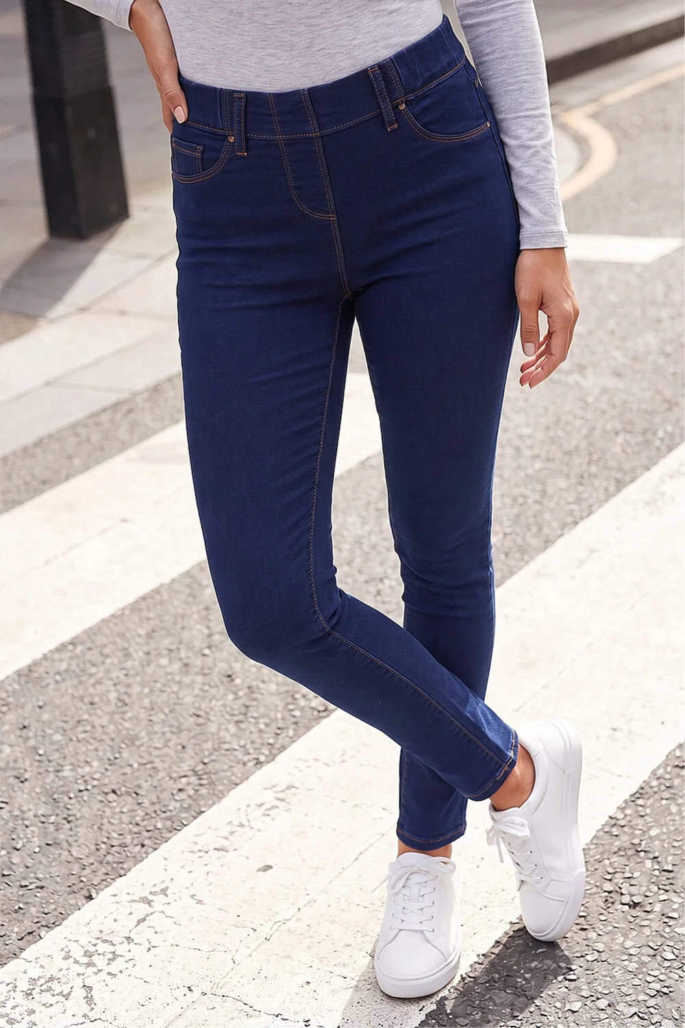 Roman Indigo Elastic Waist 31" Denim Stretch Jegging - 10 Image 1