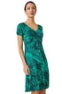 Roman Green Leaf Print Stretch Ruched Dress - 22 Image 1